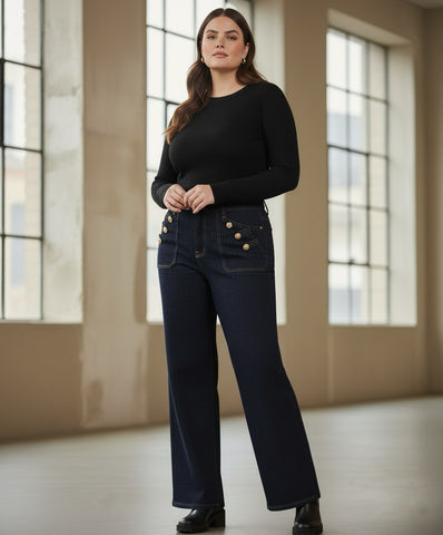 Jean Marin Taille Haute – Denim Brut