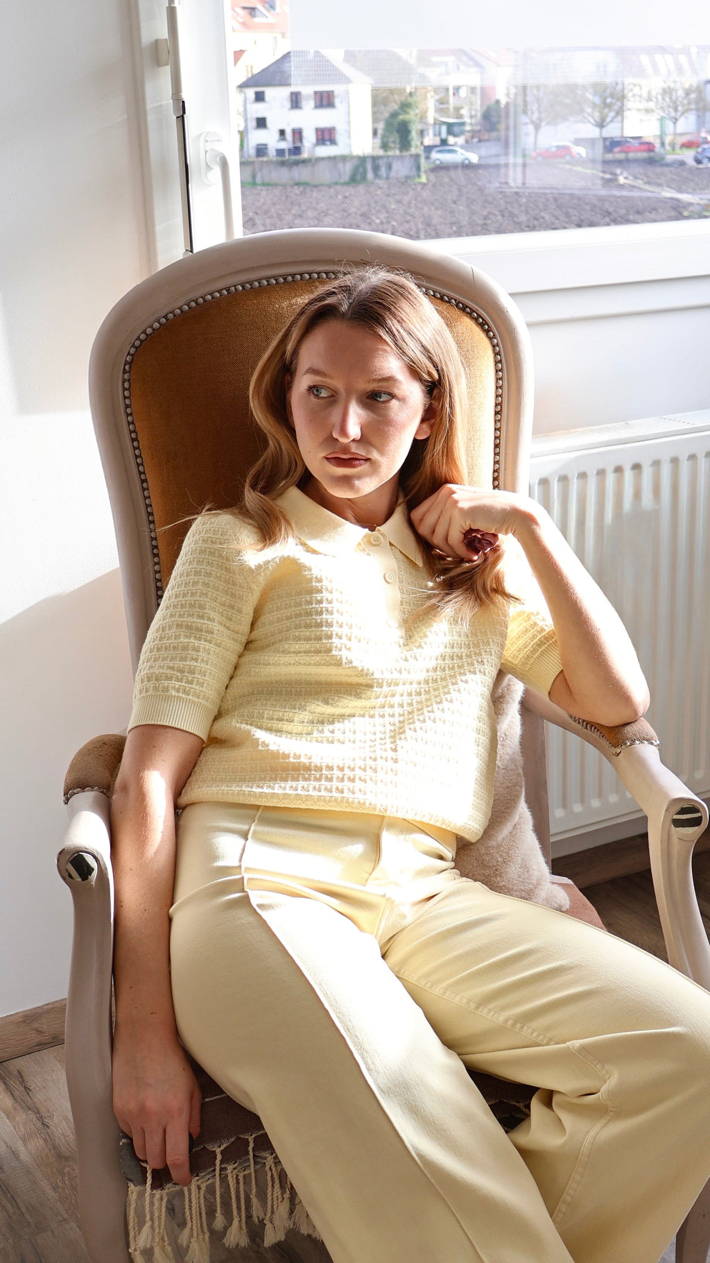 Polo en Maille Gauffrée - Jaune Beurre