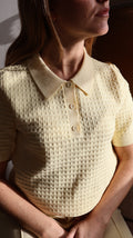 Polo en Maille Gauffrée - Jaune Beurre
