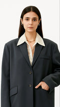 Veste blazer coupe oversize gris