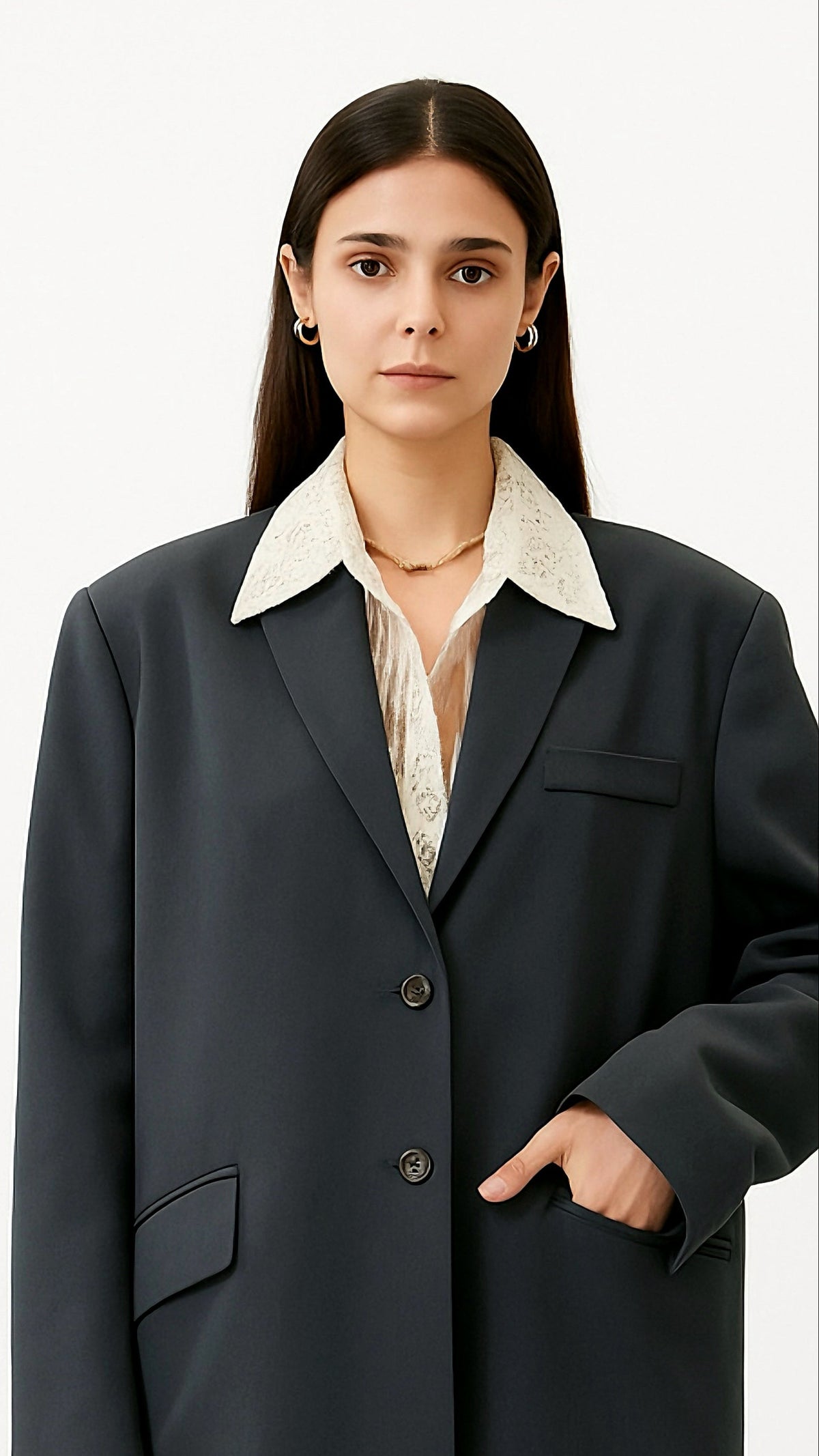 Veste blazer coupe oversize gris