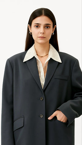 Veste blazer coupe oversize gris