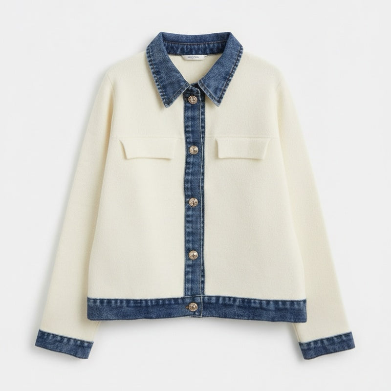 Veste chemise en maille et denim