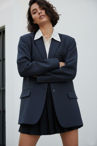 Veste blazer coupe oversize bleu marine