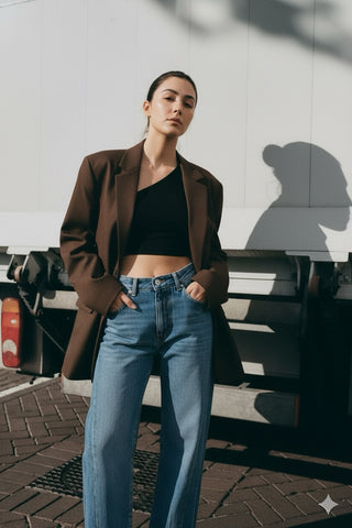 Veste blazer coupe oversize chocolat