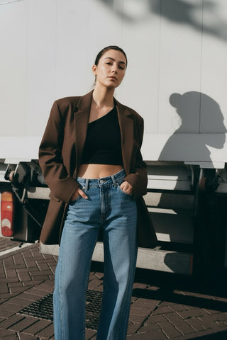 Veste blazer coupe oversize chocolat