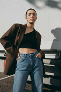 Veste blazer coupe oversize chocolat
