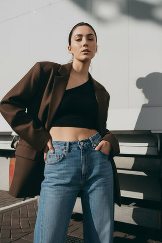 Veste blazer coupe oversize chocolat