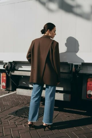Veste blazer coupe oversize chocolat
