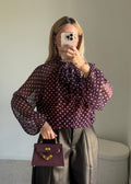 Blouse Fluide à Pois en bordeaux
