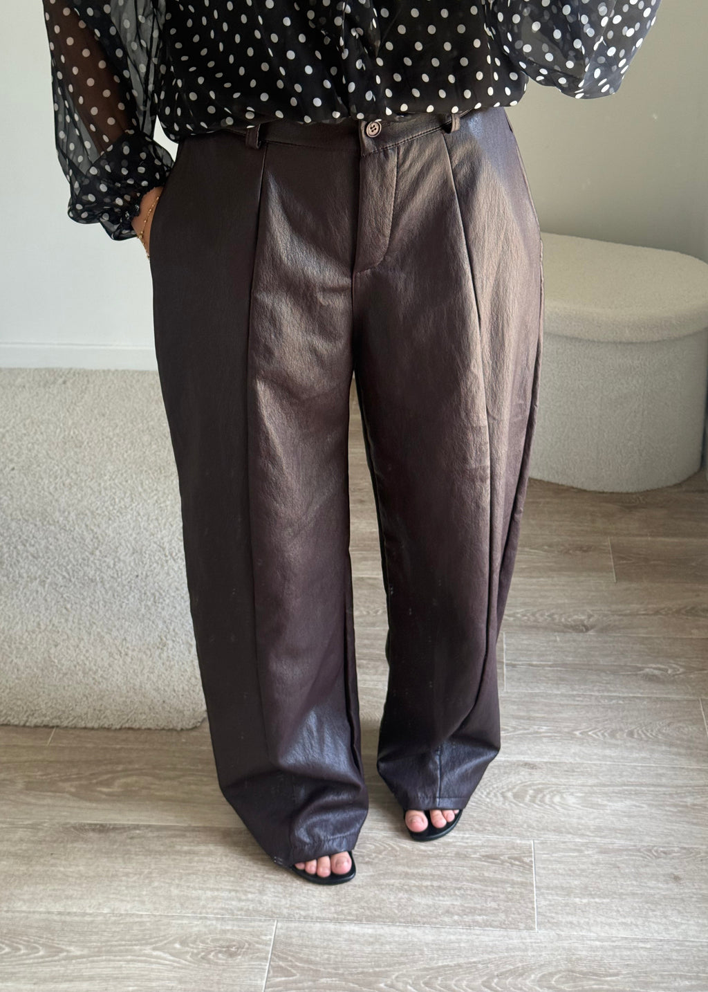 Pantalon Large Effet Similicuir