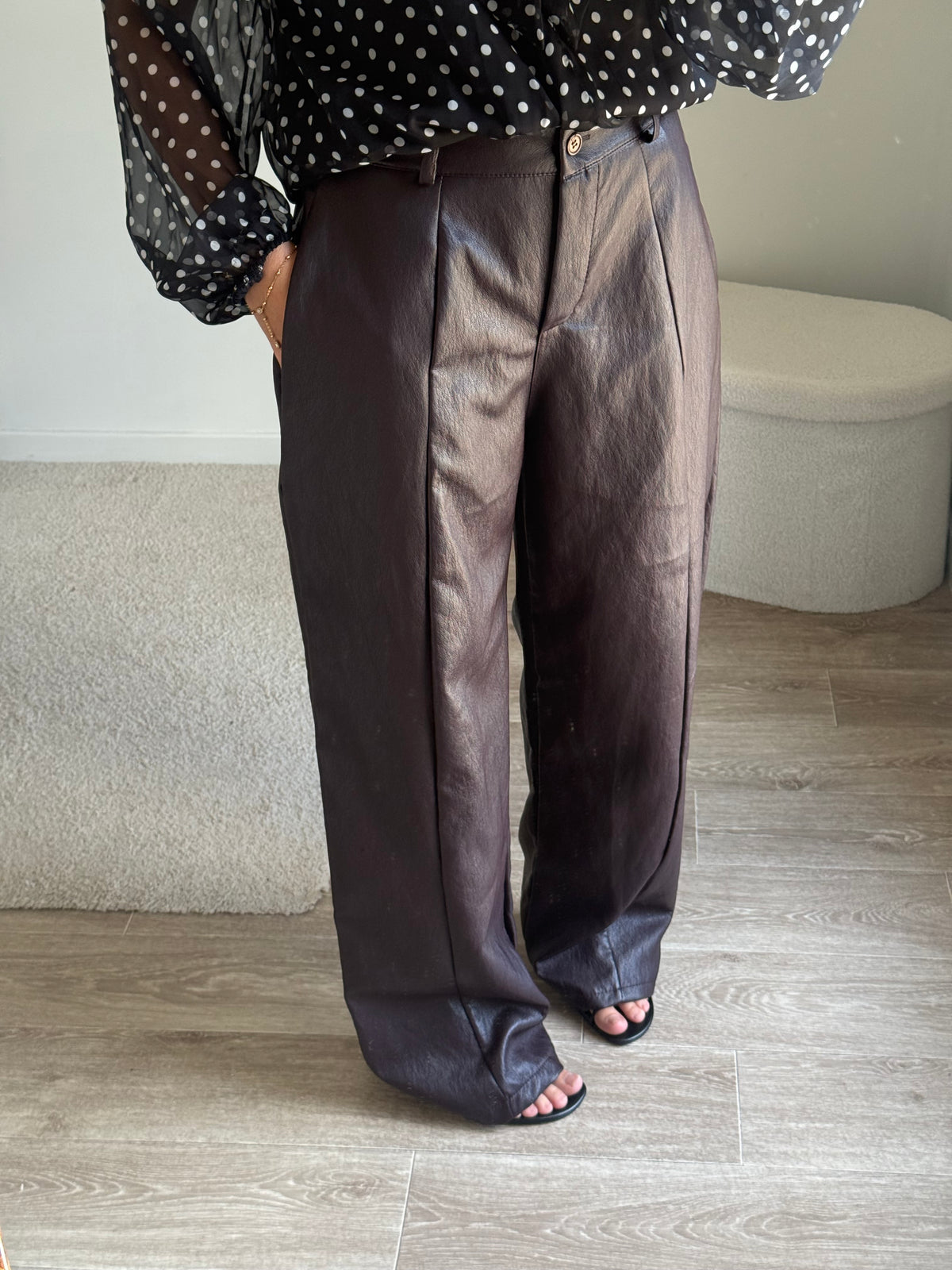 Pantalon Large Effet Similicuir