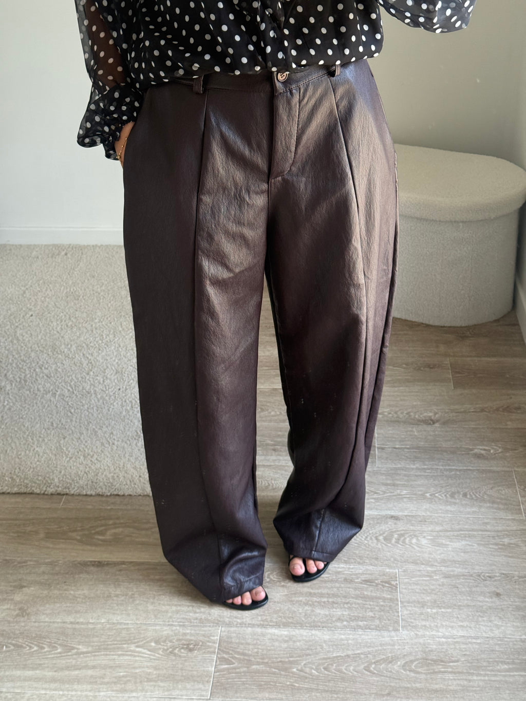 Pantalon Large Effet Similicuir