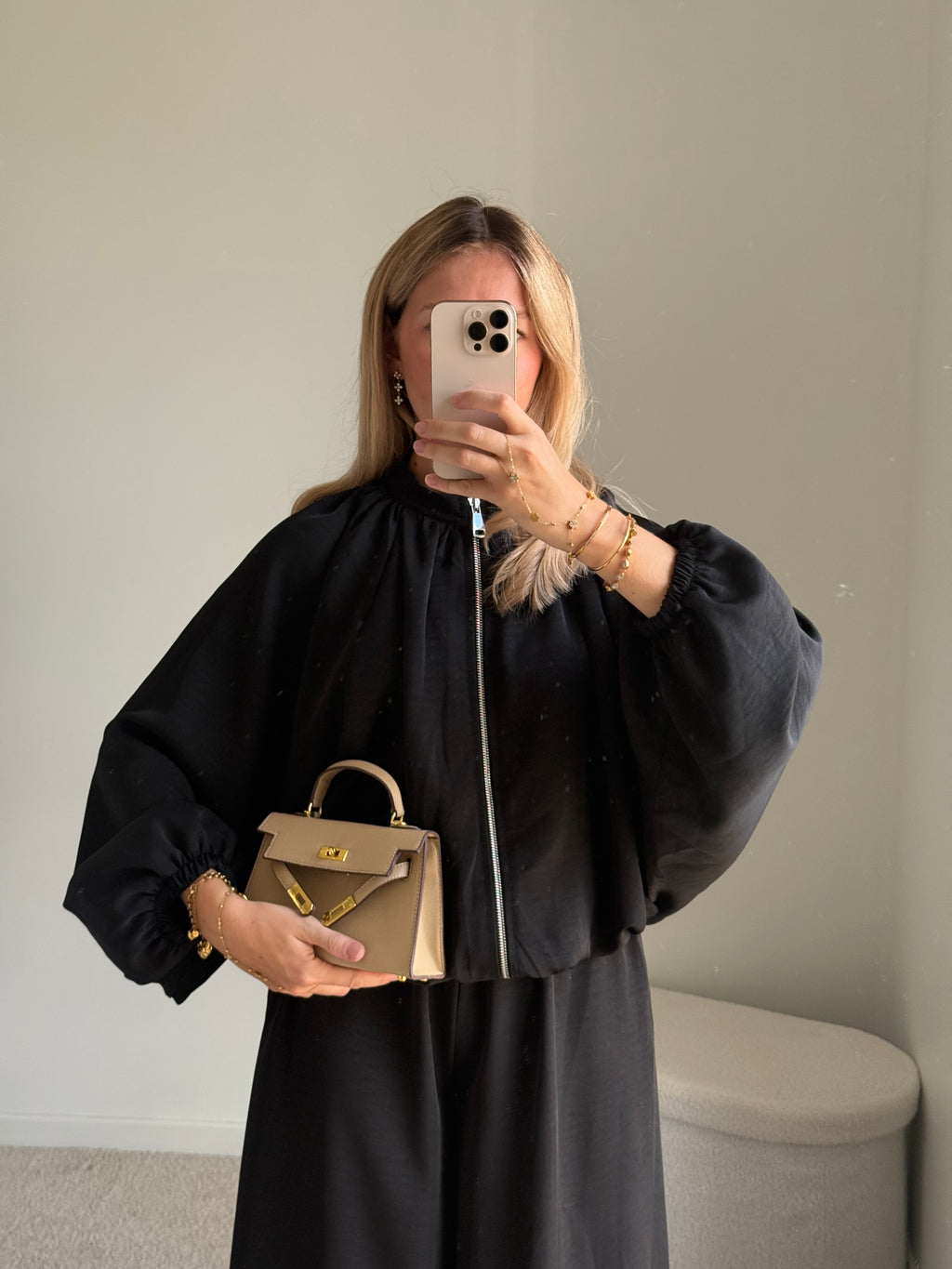Ensemble Veste chauve souris et Pantalon Large - Noir