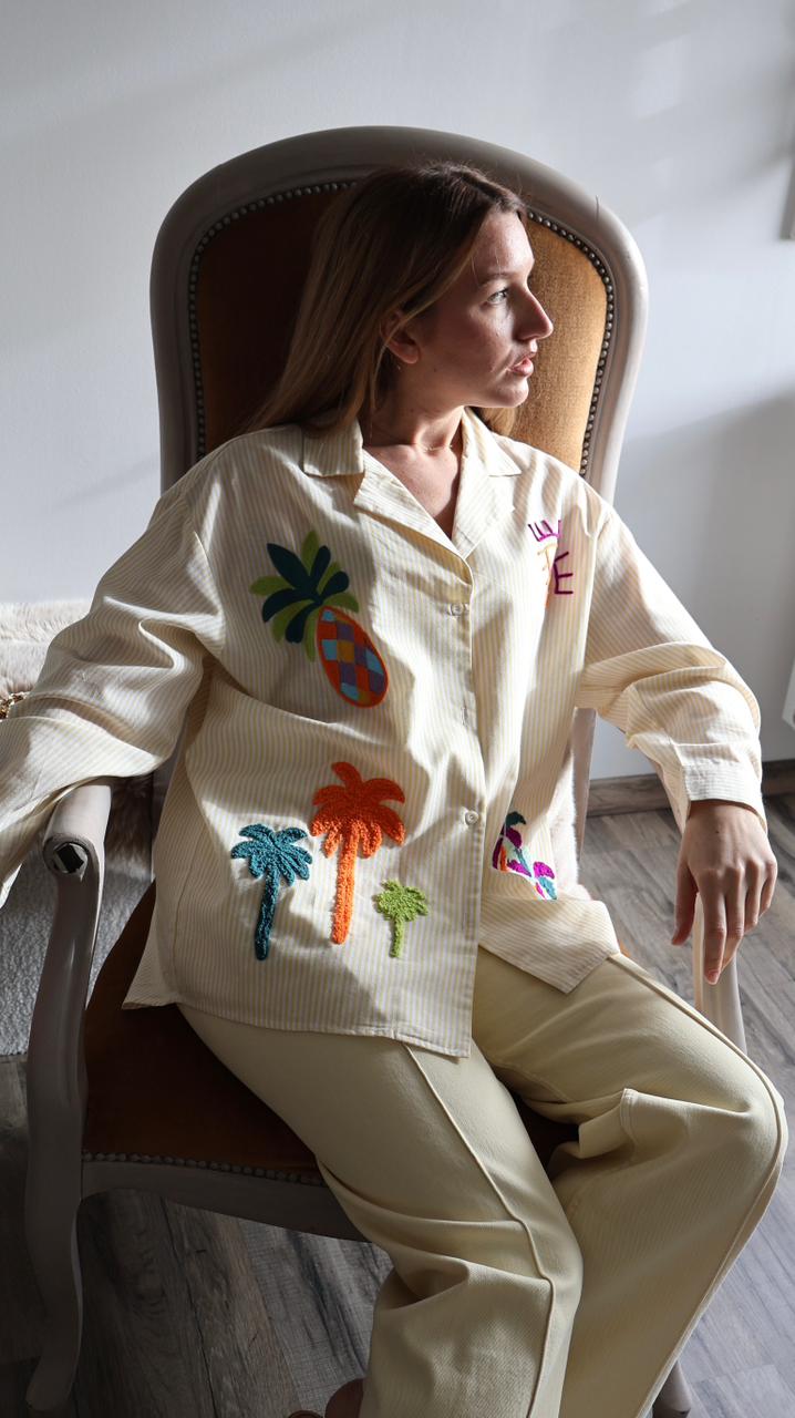 Chemise "Riviera" à Broderies Tropicales