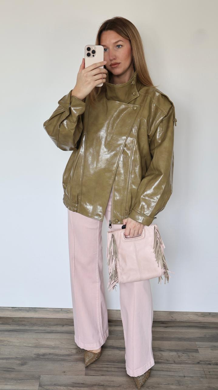 Bombardier Oversize en Vinyle Kaki Gloss