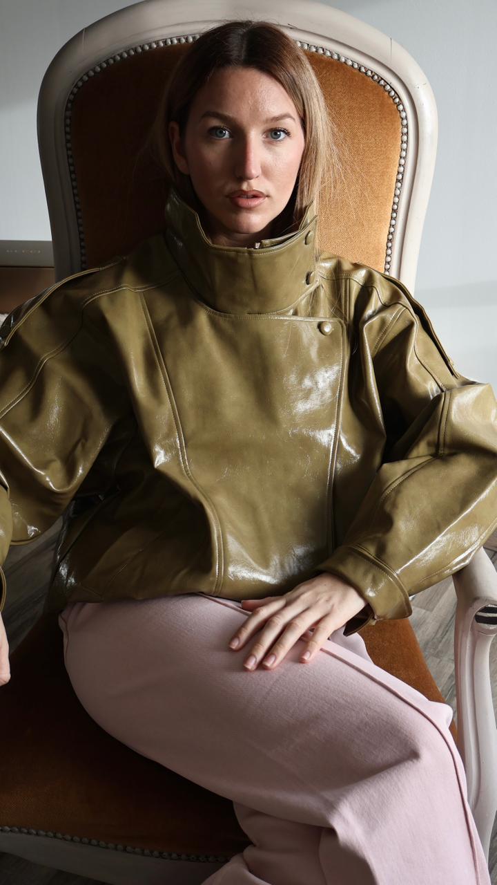 Bombardier Oversize en Vinyle Kaki Gloss