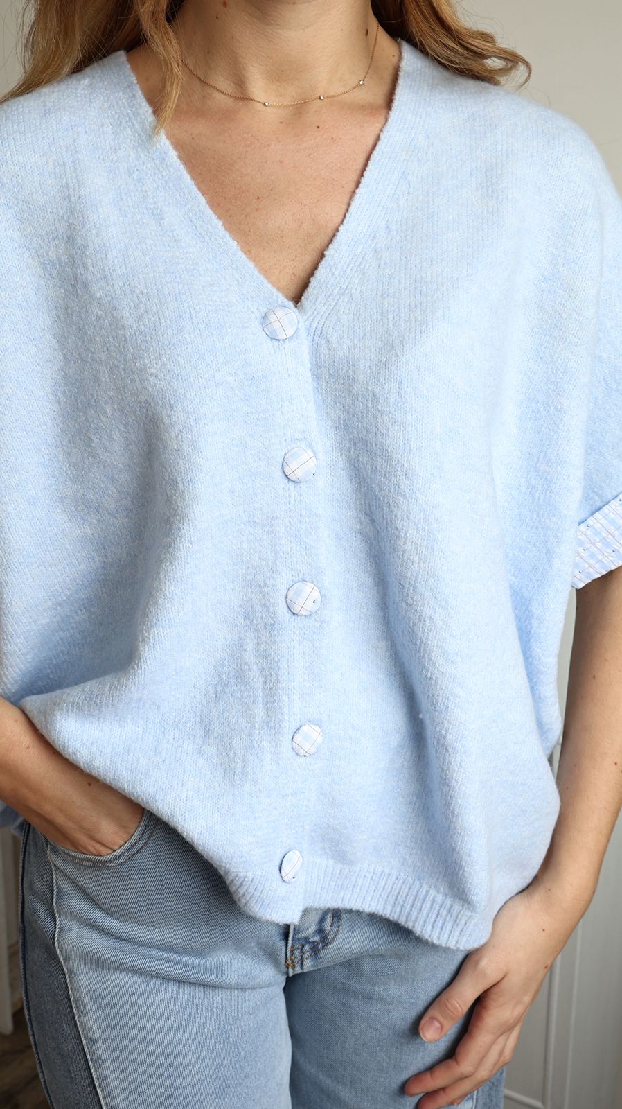 Gilet à manches courtes en maille fluffy