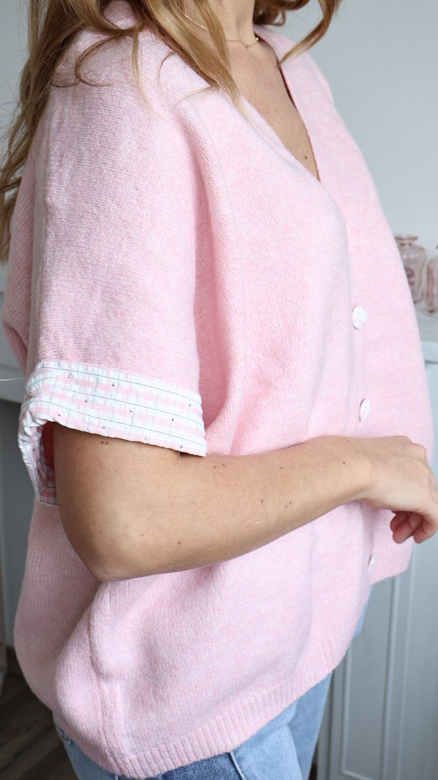Gilet à manches courtes en maille fluffy
