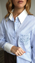 Blouse à Rayures avec Poche Brodée