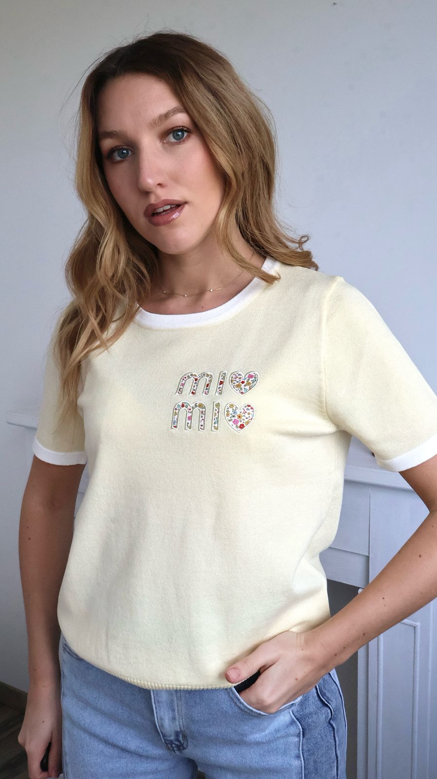 T-shirt en maille fine brodé