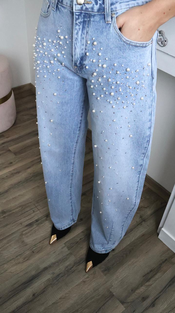 Jean Wide Leg "Stella" Orné de Perles