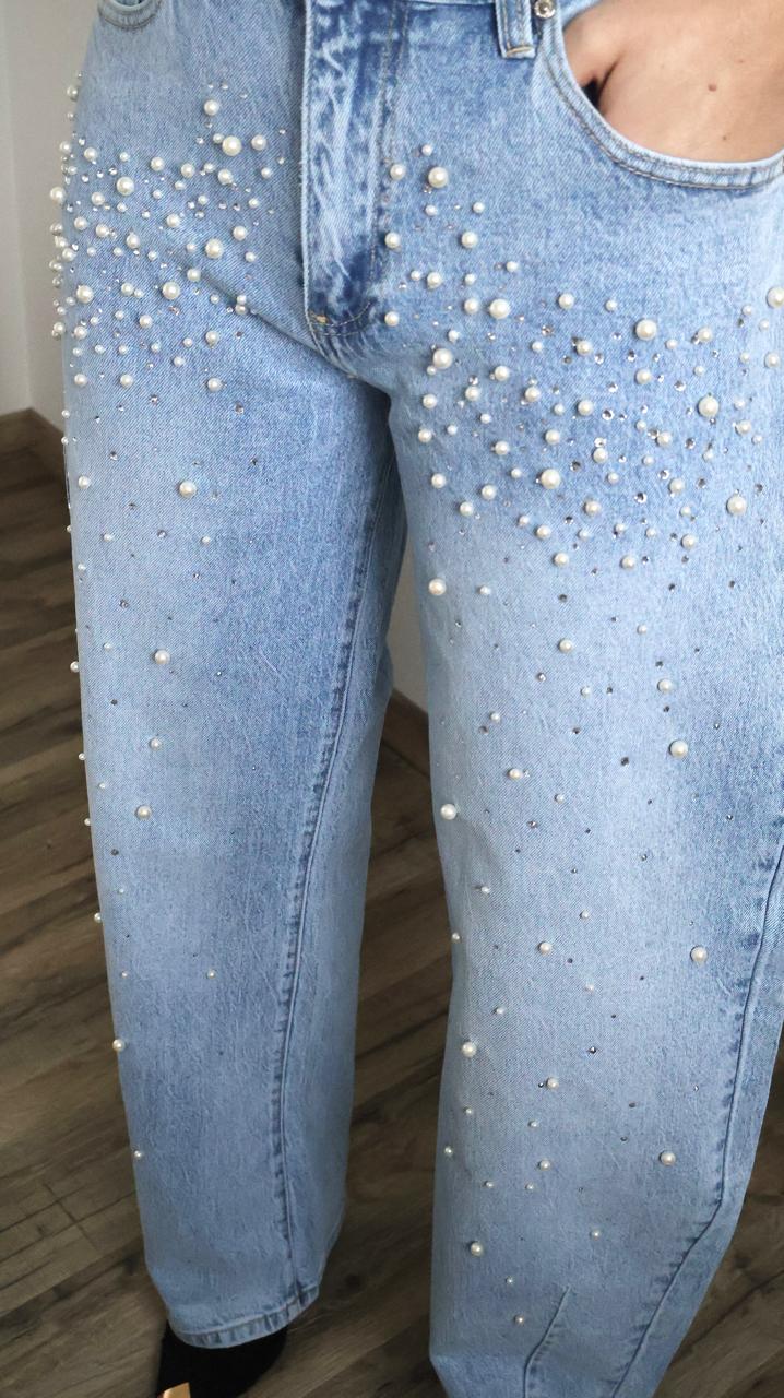 Jean Wide Leg "Stella" Orné de Perles