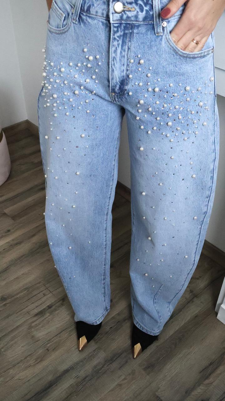 Jean Wide Leg "Stella" Orné de Perles