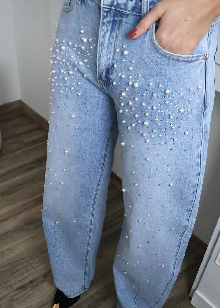 Jean Wide Leg "Stella" Orné de Perles
