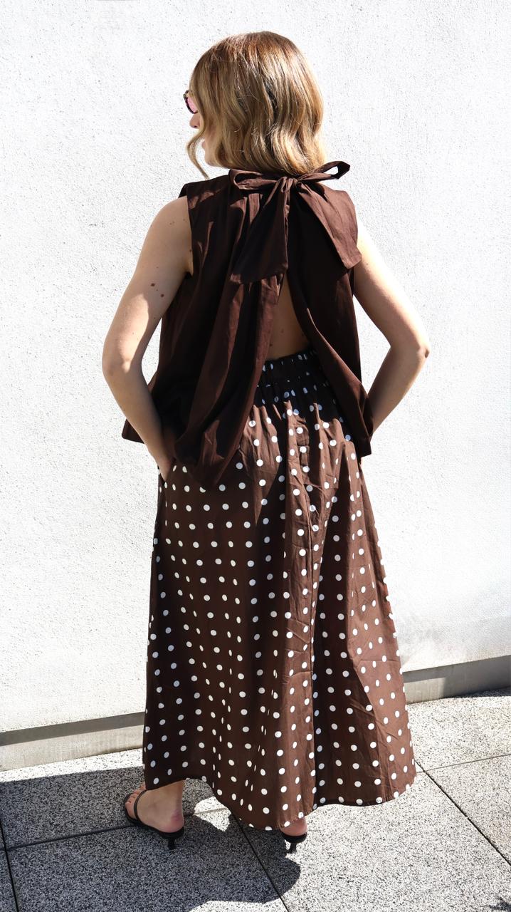 JUPE MIDI À POIS VOLUMINEUSE