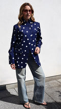 BLAZER CROISÉ À POIS ET COL MONTANT