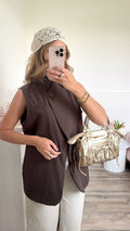 Blazer de Tailleur Sans Manches - Chocolat