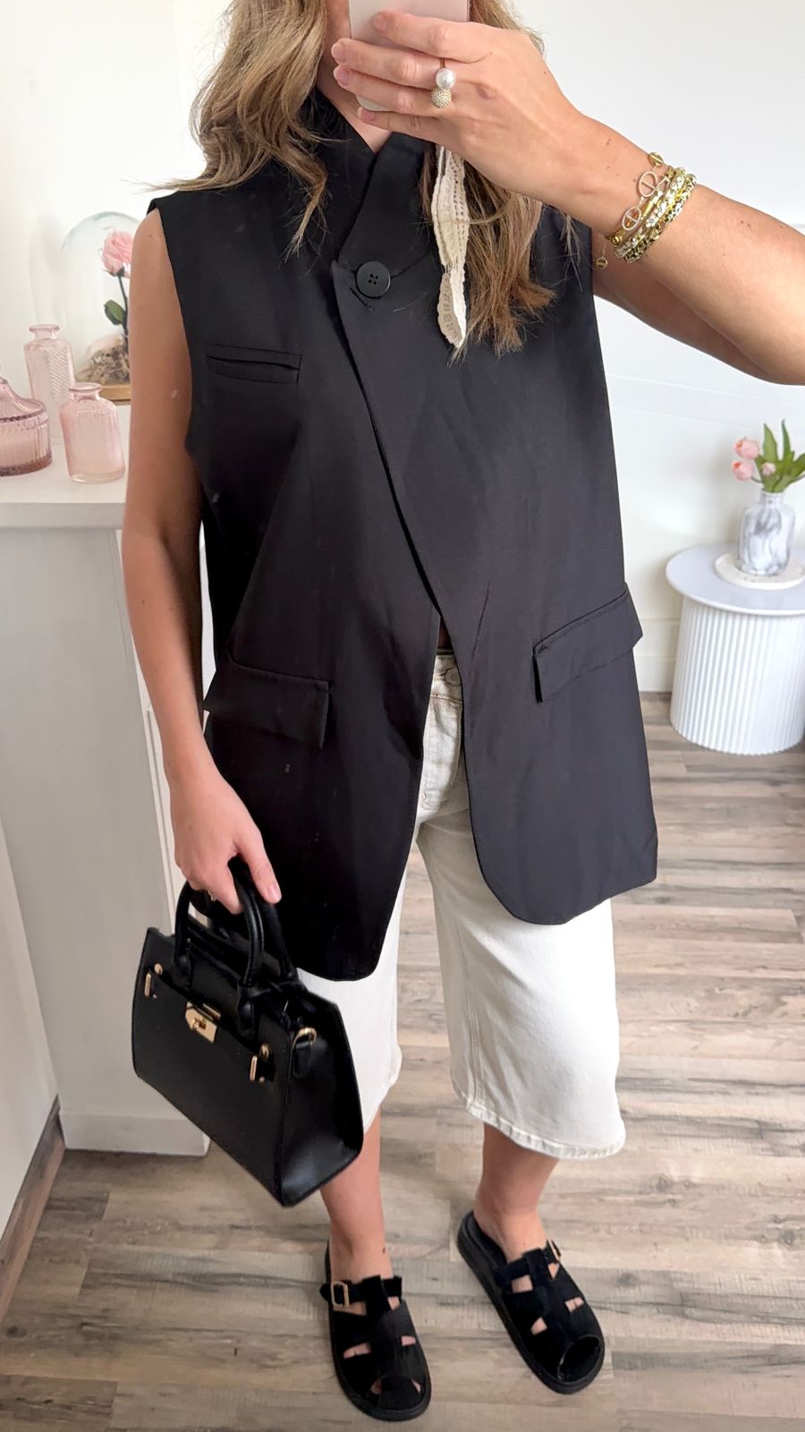 Blazer de Tailleur Sans Manches - Noir