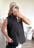 Blazer de Tailleur Sans Manches - Noir