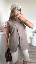 Blazer de Tailleur Sans Manches - Beige