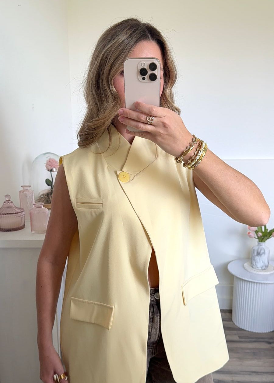 Blazer de Tailleur Sans Manches - Jaune Pastel