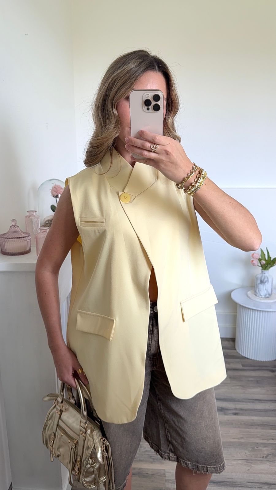 Blazer de Tailleur Sans Manches - Jaune Pastel
