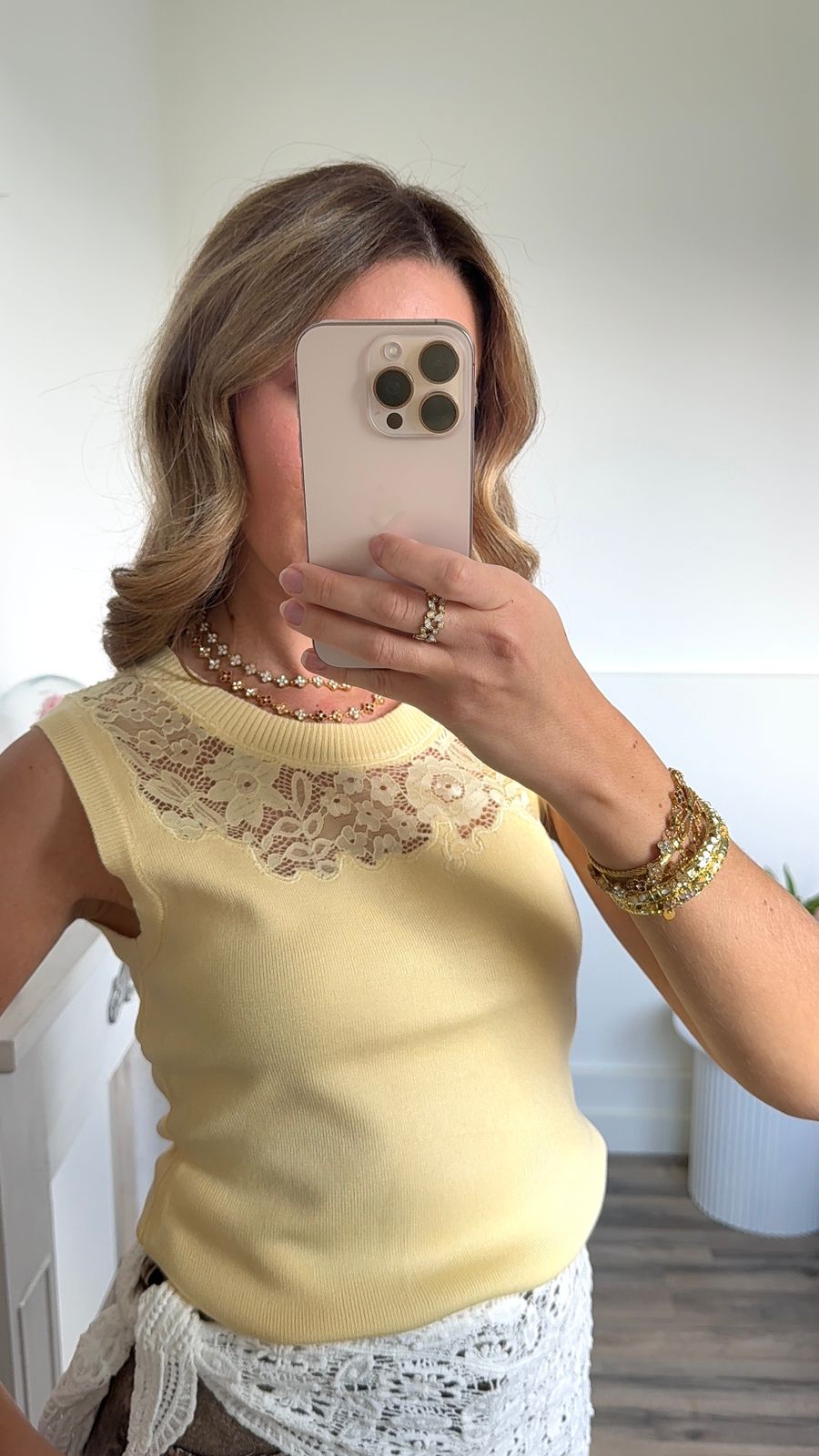 Top en Maille à Plastron Dentelle