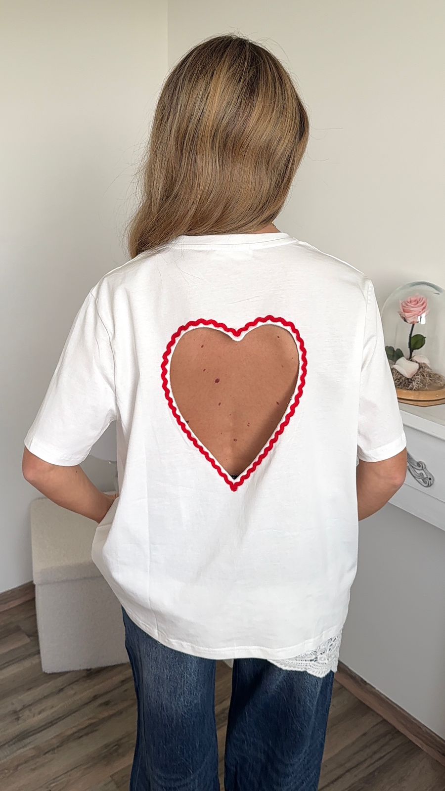 T-Shirt "Cœur de Dentelle" - Blanc
