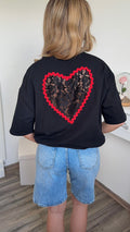 T-Shirt "Cœur de Dentelle" - Noir
