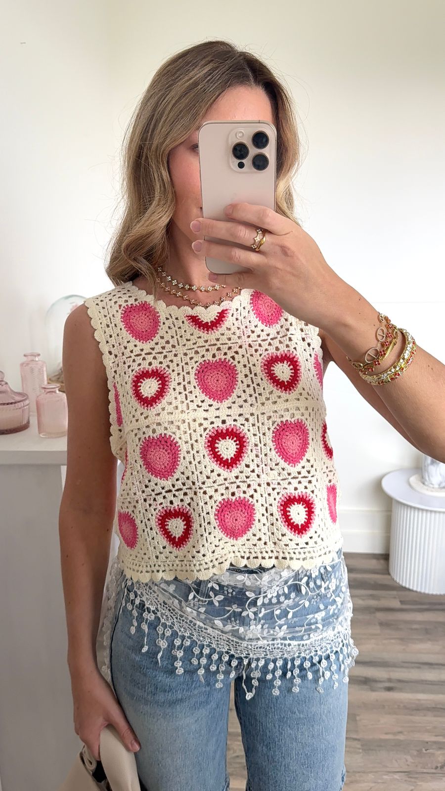 Top Crochet "Carrés de Cœur"