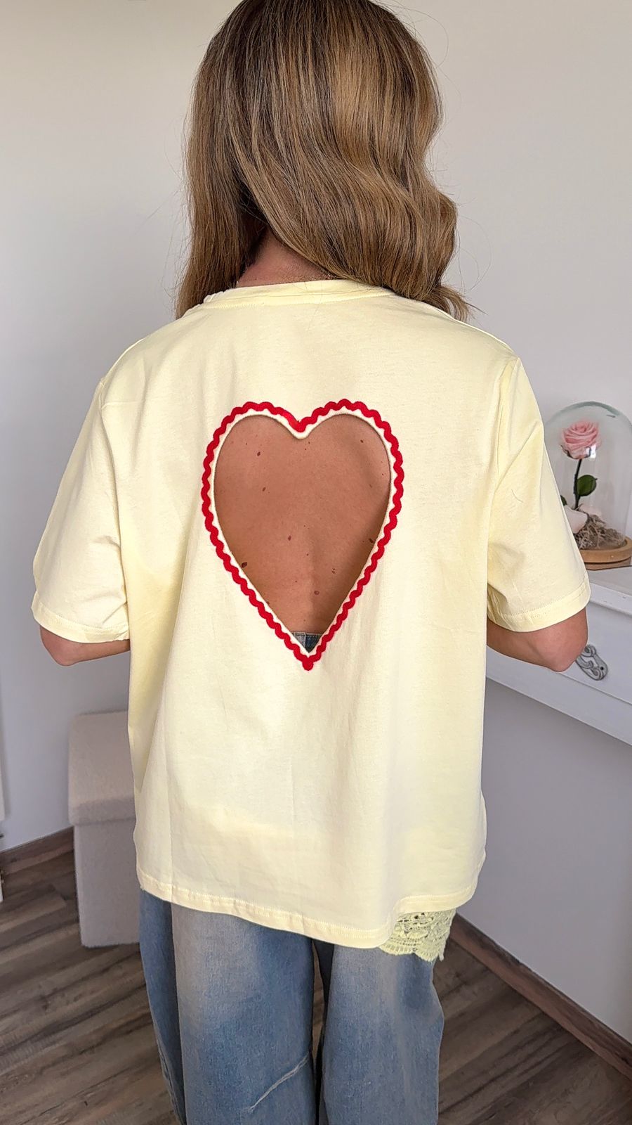 T-Shirt "Cœur de Dentelle" - Jaune