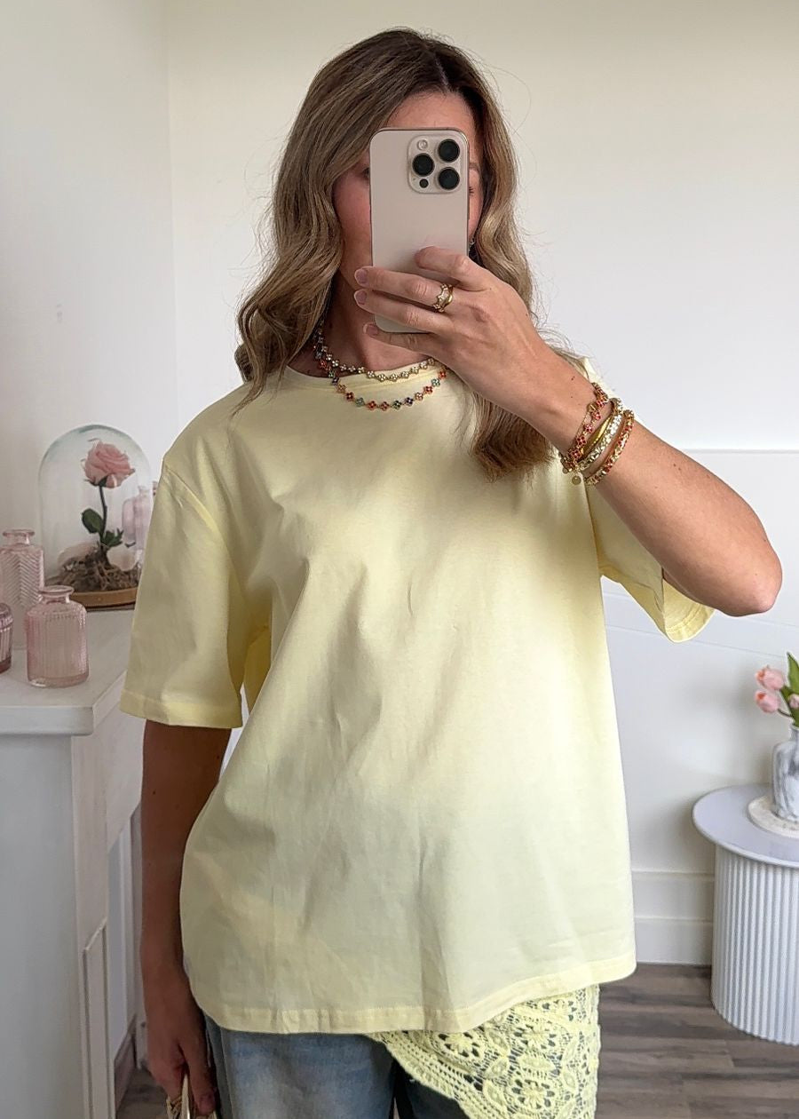 T-Shirt "Cœur de Dentelle" - Jaune