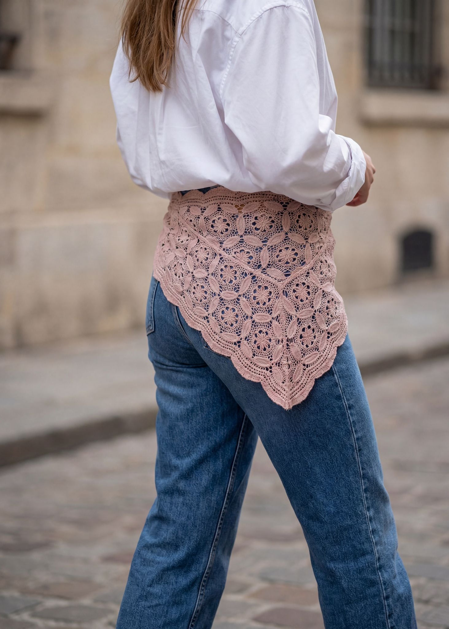 Foulard en Crochet Artisanal - Rose