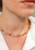 Collier Choker Floral à Cristaux Combinés
