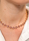 Collier Choker Floral à Cristaux Roses