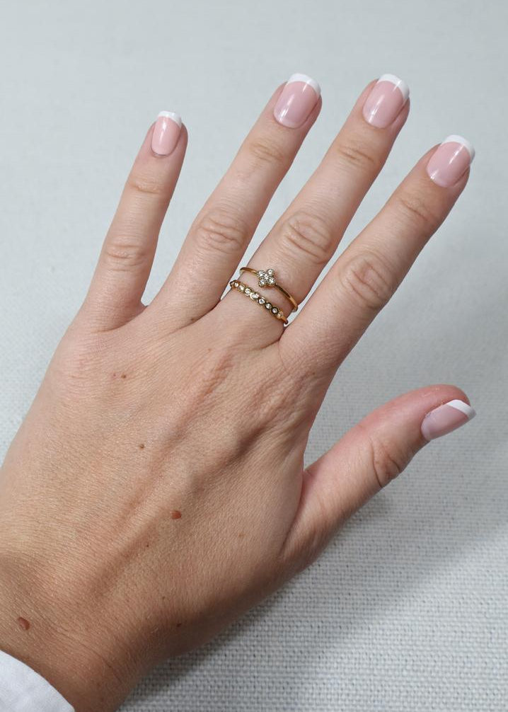 Bague Double Anneau à Cristaux Marquise