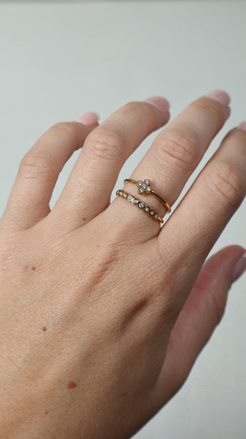 Bague Double Anneau à Cristaux Marquise