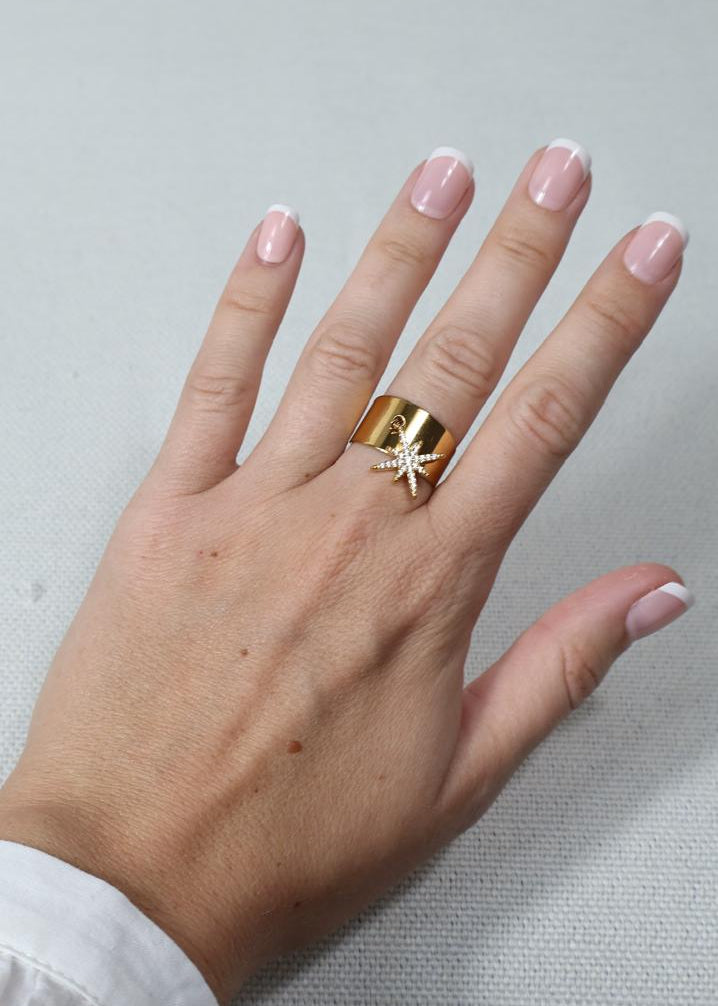 Bague Large à Charm Étoile Polaire