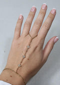 Bracelet Bague Chaîne à Motifs Floraux Cristallisés
